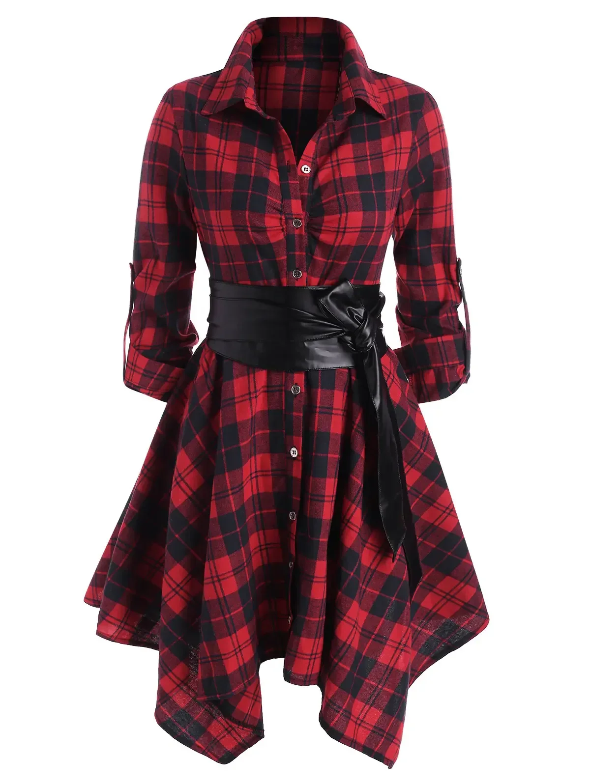 Robe Chemise en Tartan — ourlet mouchoir, esprit grunge goth - Image 9