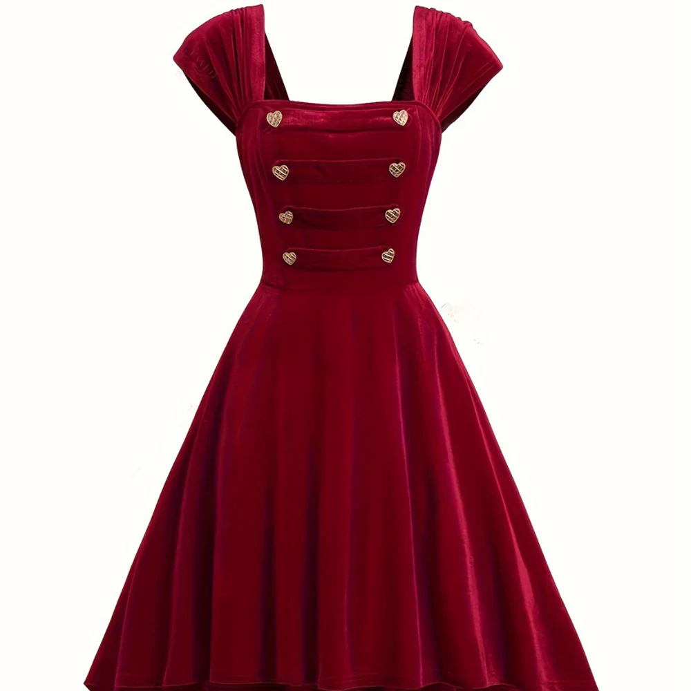Robe en Velours Rouge Sans Manche — Élégance Intemporelle - Image 5