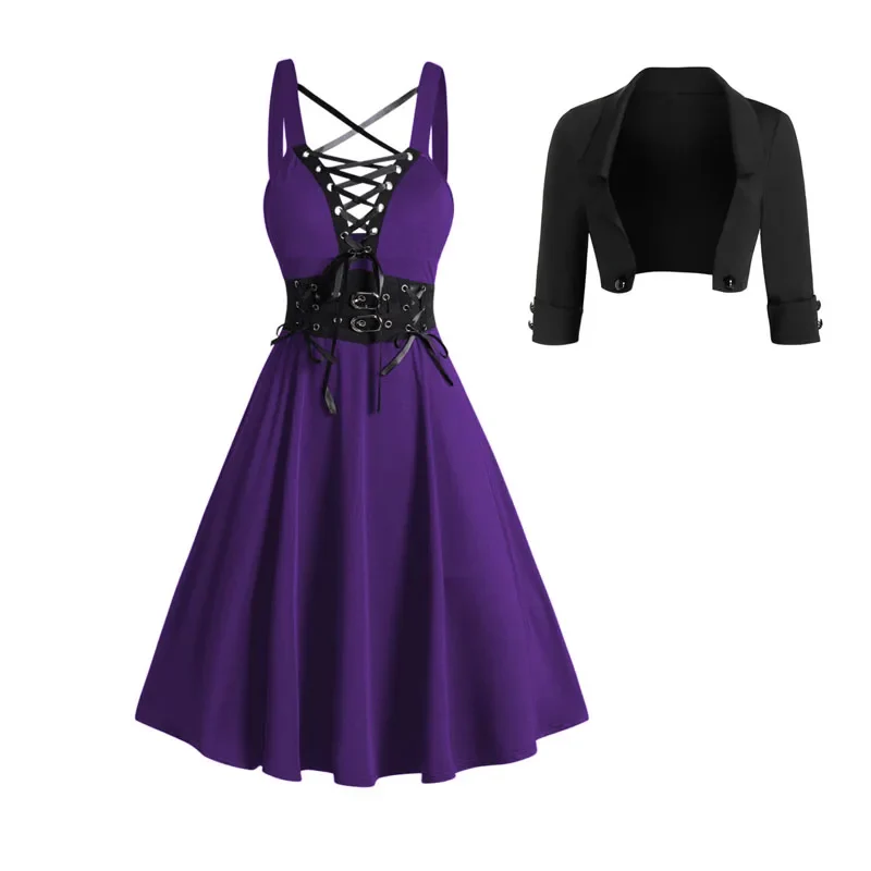 Robe Gothique avec Boléro — Veste Courte et Robe à Lacets - Image 2