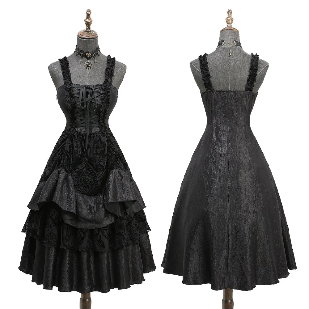 Robe Gothique Nocturne à Volants - Image 2