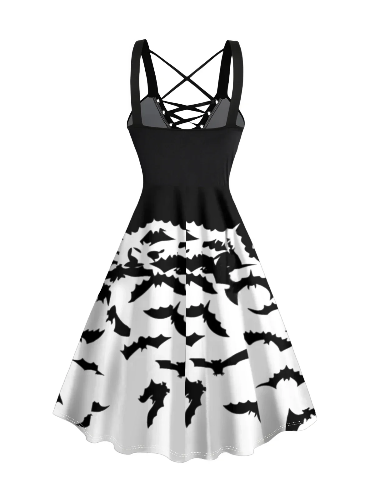 Robe Noir et Blanc — Imprimé Chauve-souris - Image 2