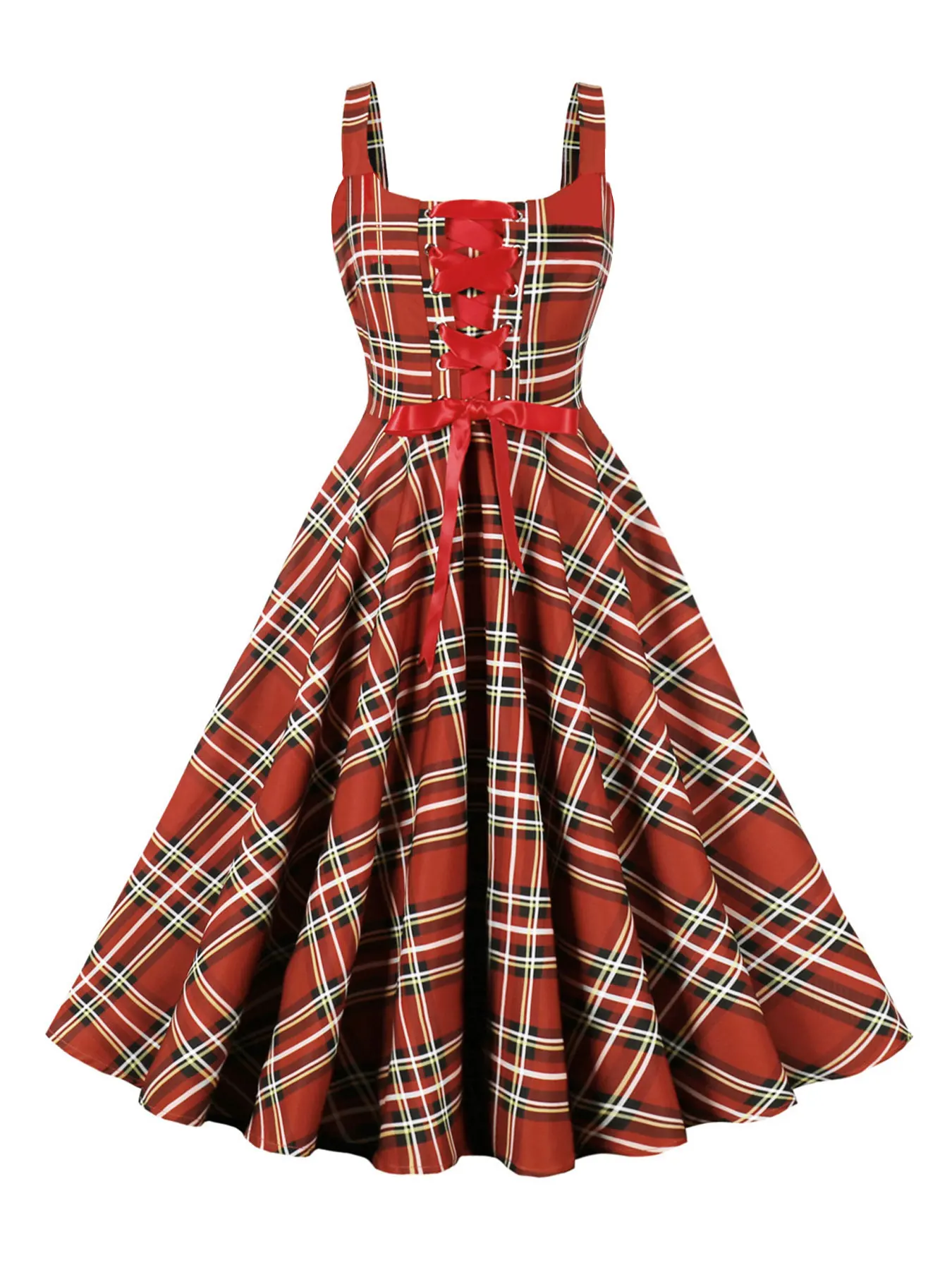 Robe Tartan à Col Rond - Image 7