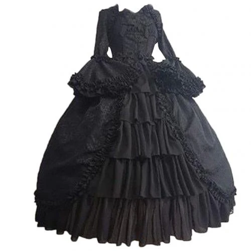 Robe Victorienne Cosplay — Bal Victorien, manches évasées et col carré - Image 4