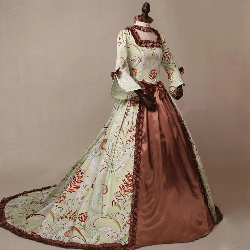 Robe Victorienne Longue Marron - Image 3