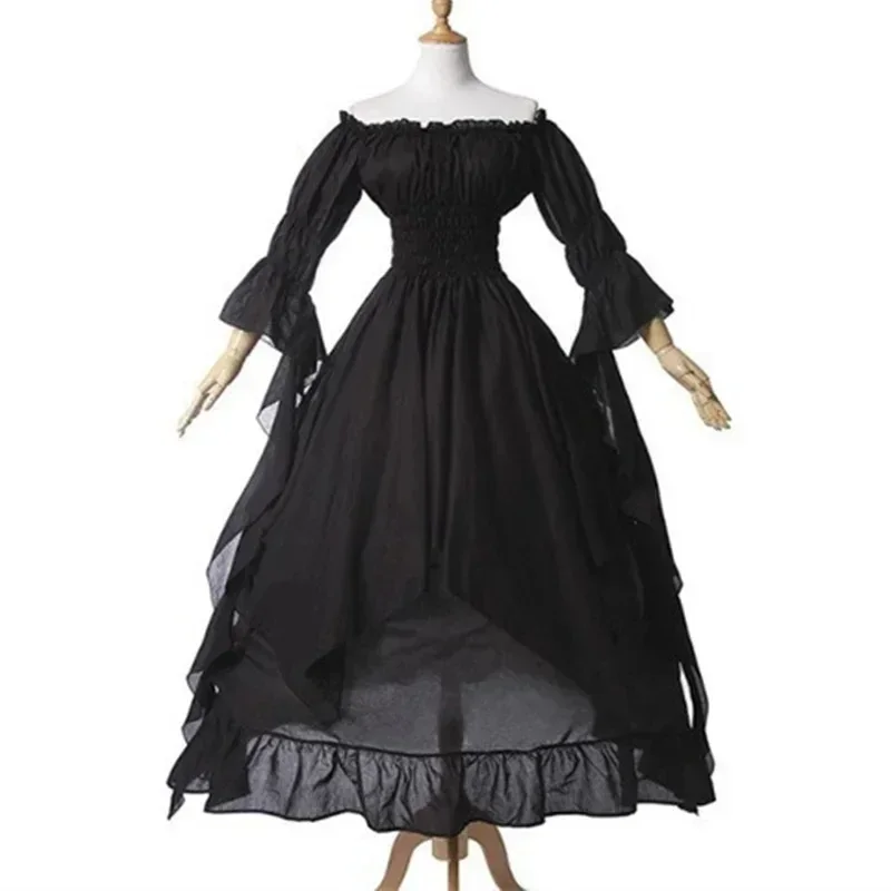 Robe Victorienne Médiévale — col bardot et manches papillon