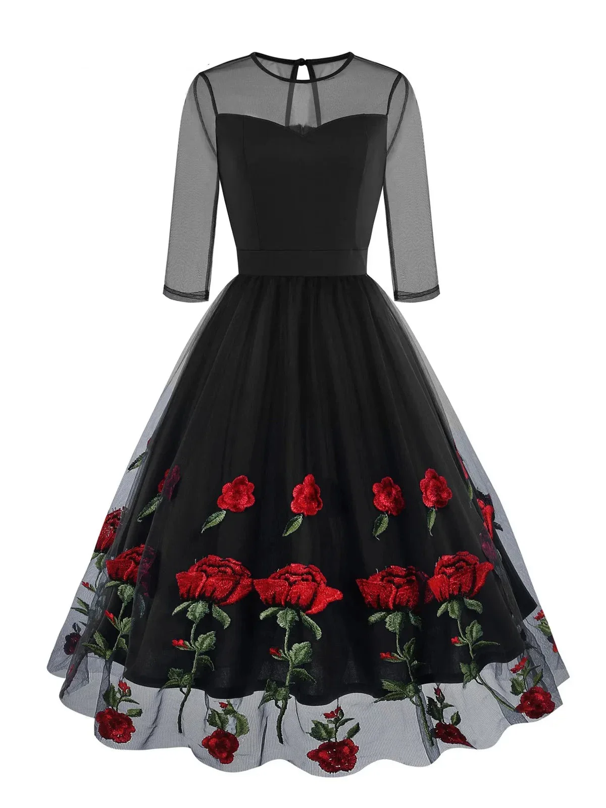 Robe Fleurie Vintage — Élégance Florale en Dentelle