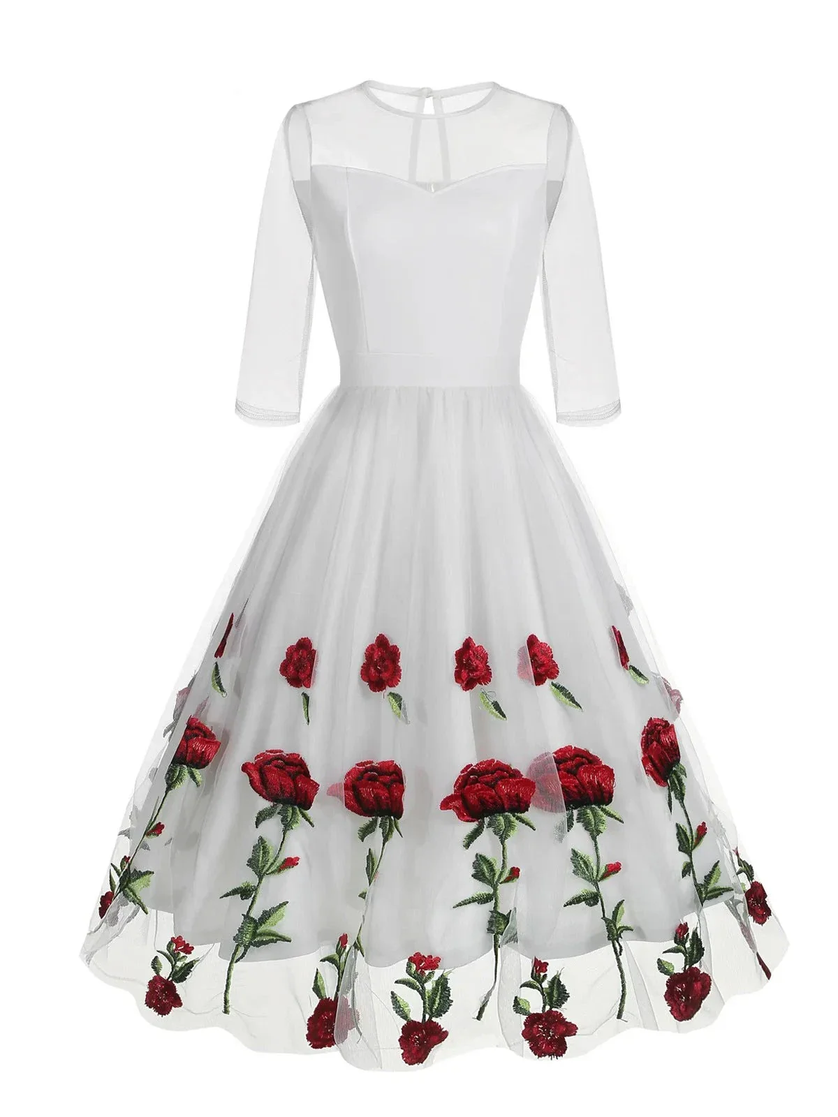 Robe Fleurie Vintage — Élégance Florale en Dentelle - Image 2