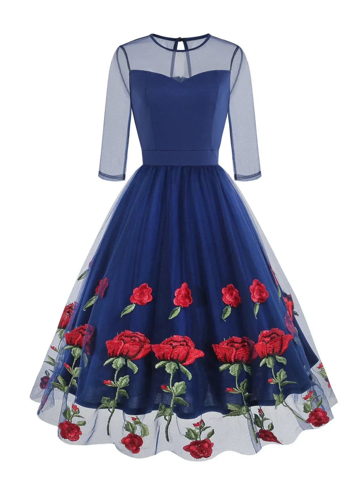 Robe Fleurie Vintage — Élégance Florale en Dentelle - Image 3