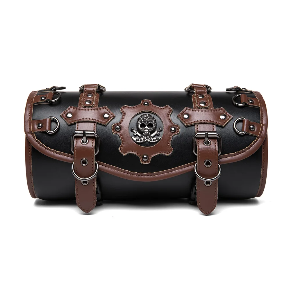 Sacoche Moto Steampunk - Rouleau Cuir et Engrenages - Image 13