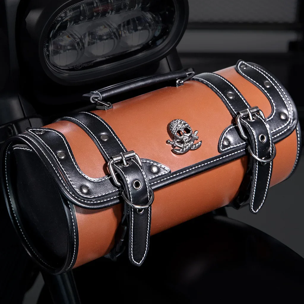 Sacoche Moto Steampunk - Rouleau Cuir et Engrenages - Image 17