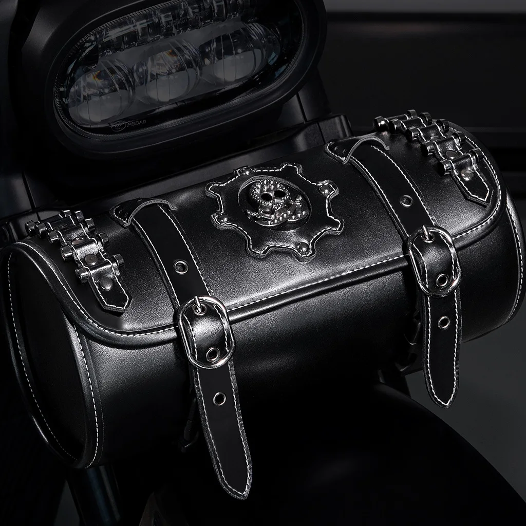 Sacoche Moto Steampunk - Rouleau Cuir et Engrenages - Image 19