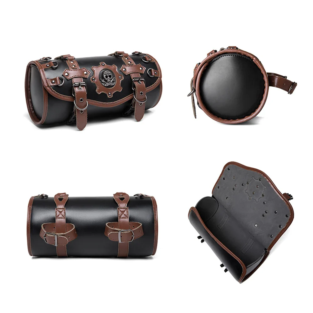 Sacoche Moto Steampunk - Rouleau Cuir et Engrenages - Image 4