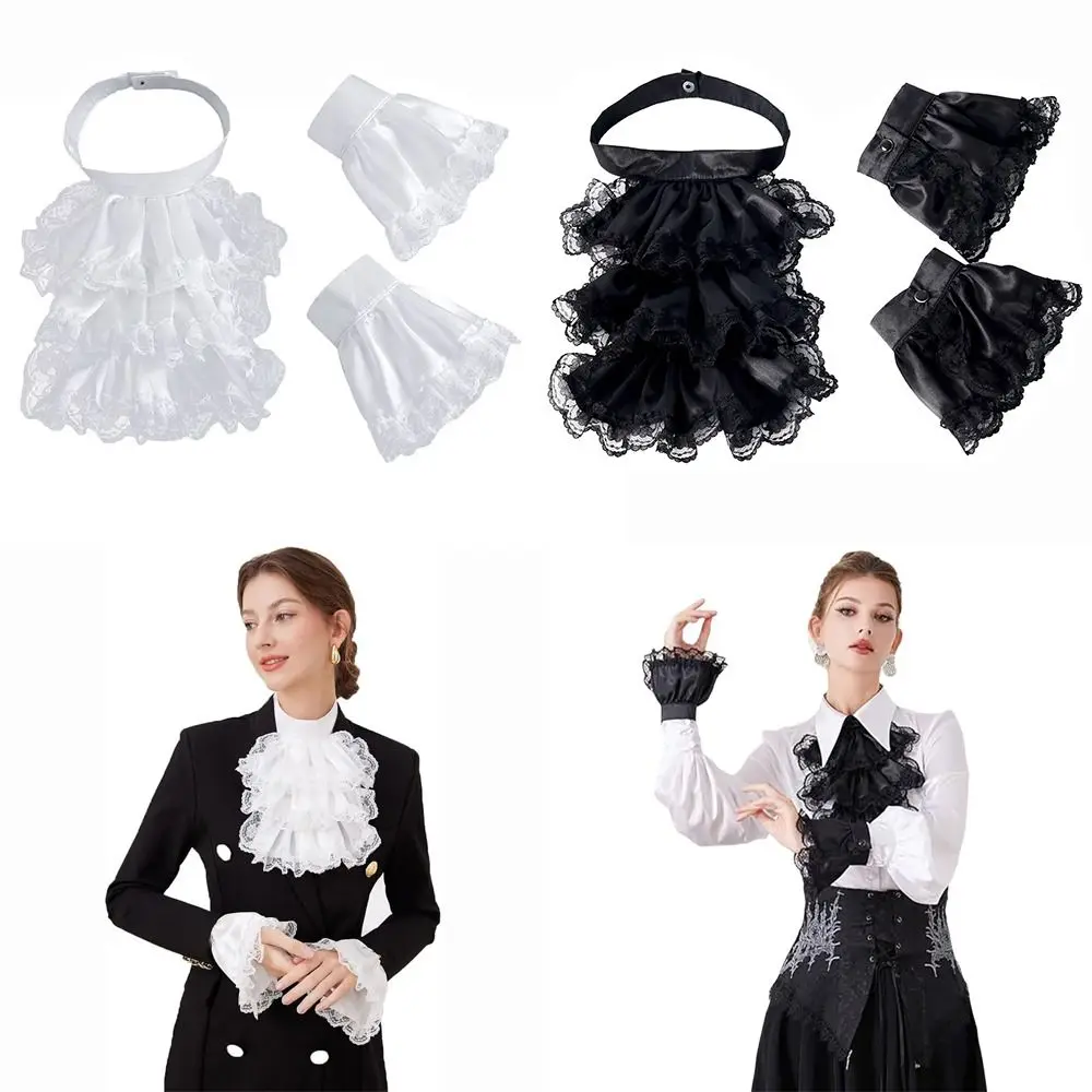 Set Jabot Victorien Femme - Col et Poignets Détachables - Image 2