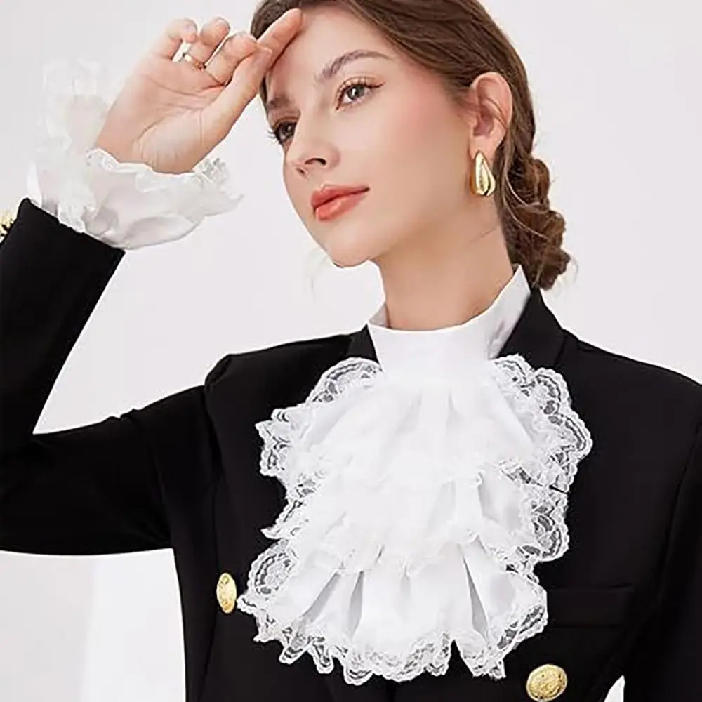 Set Jabot Victorien Femme - Col et Poignets Détachables - Image 8