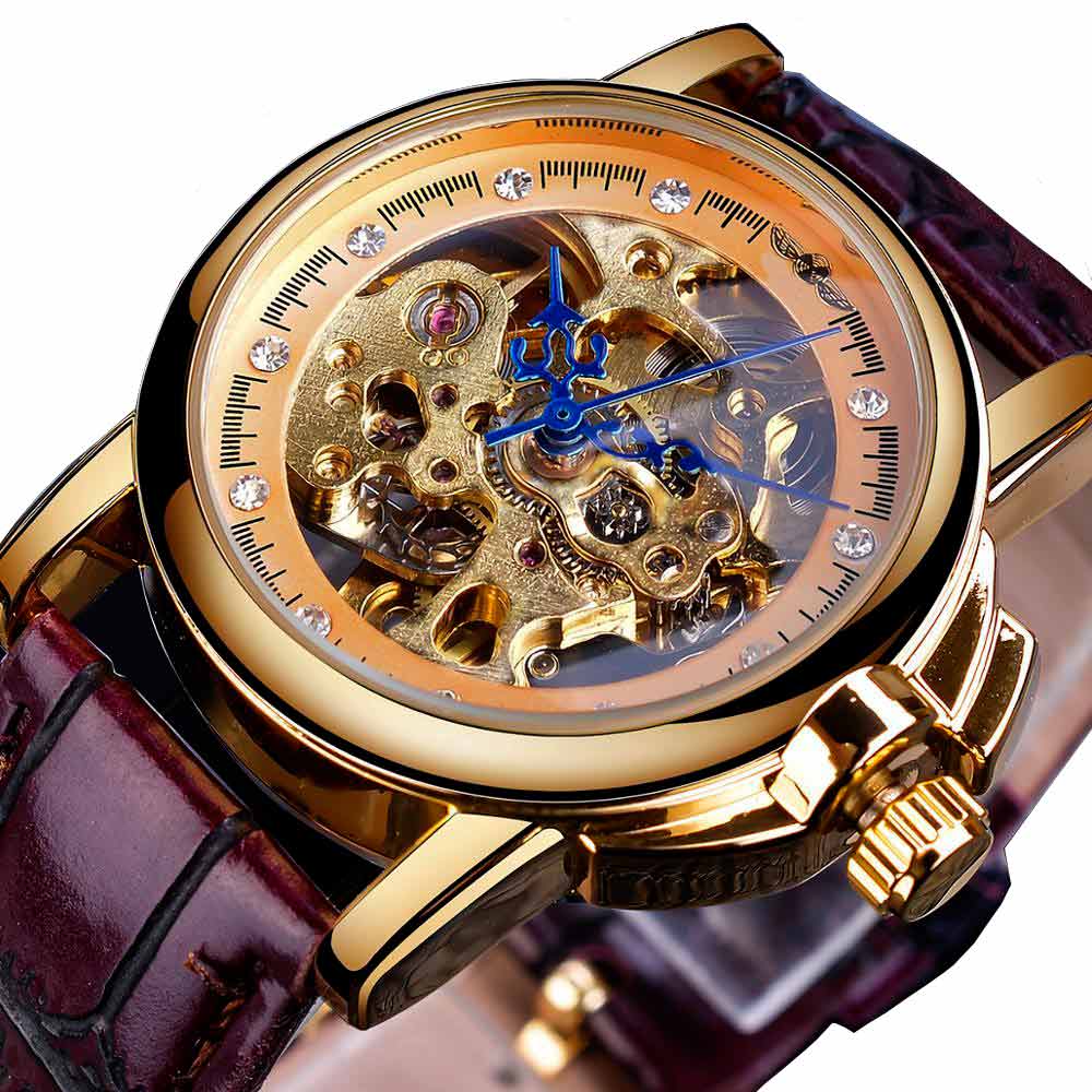 Montre Squelette Femme Dorée - Steampunk Glamour