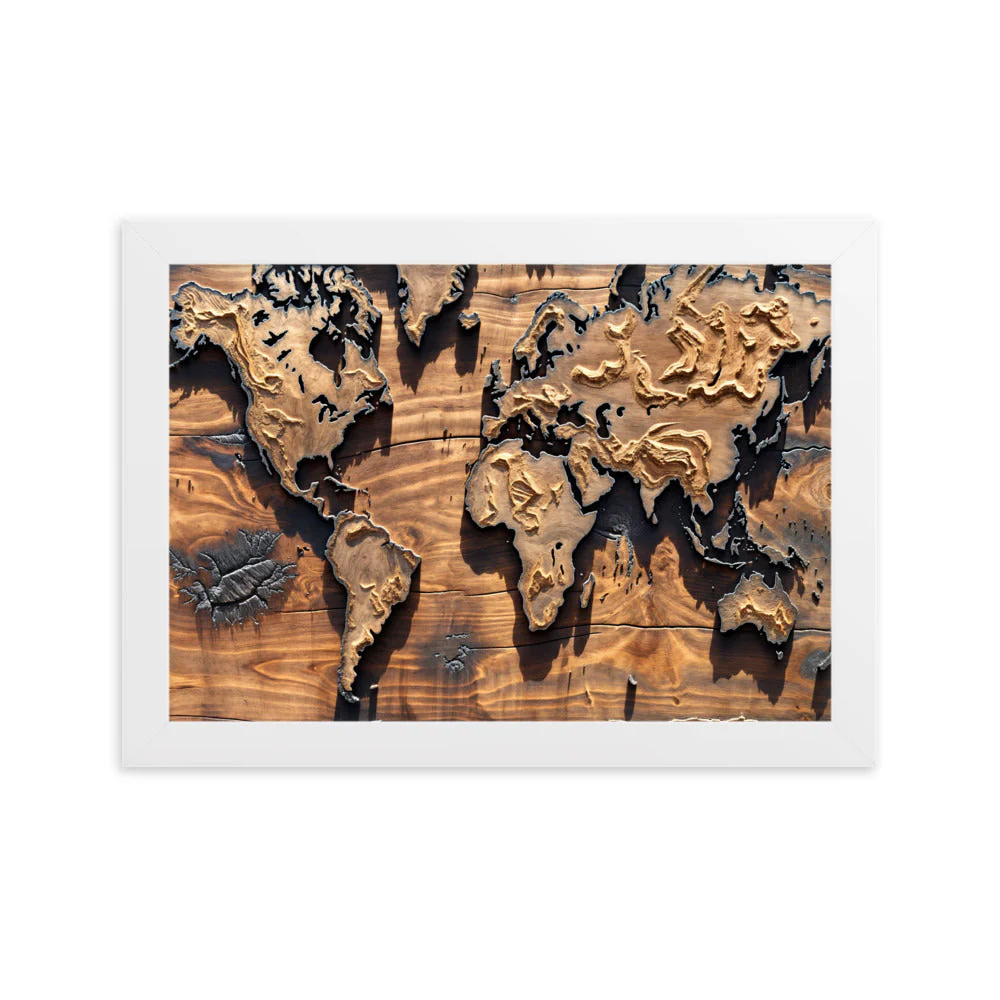 Tableau Carte du Monde Bois — Steampunk Style - Image 10