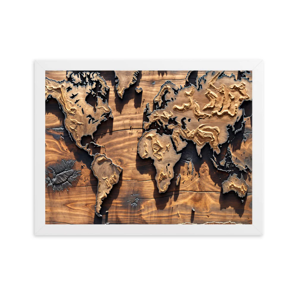 Tableau Carte du Monde Bois — Steampunk Style - Image 11