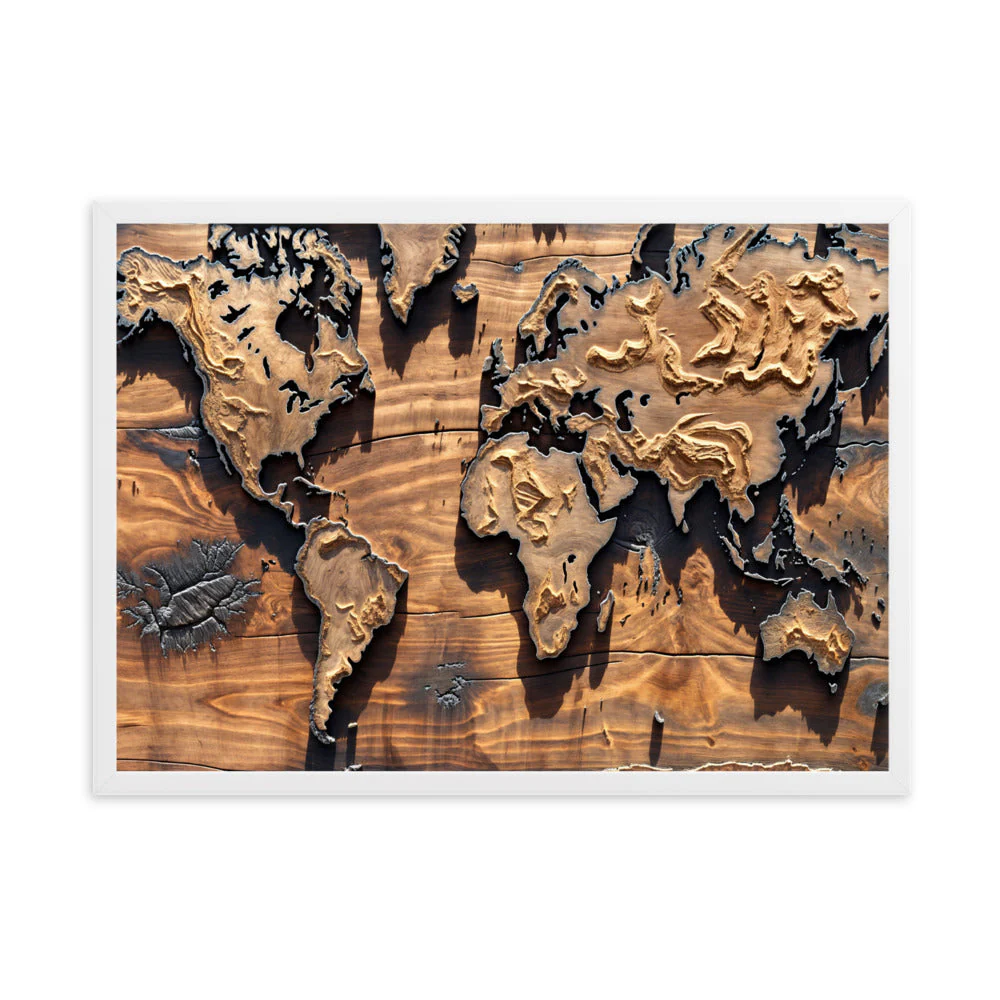 Tableau Carte du Monde Bois — Steampunk Style - Image 12