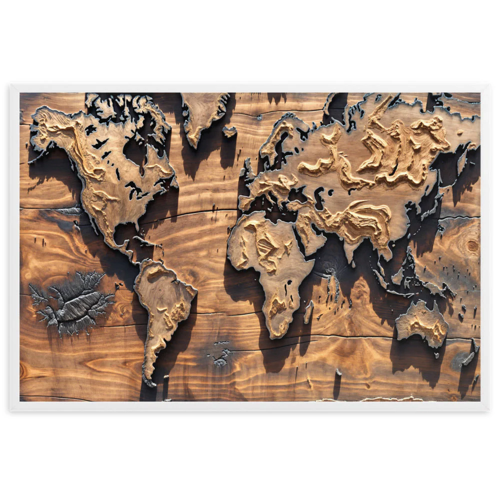 Tableau Carte du Monde Bois — Steampunk Style - Image 5
