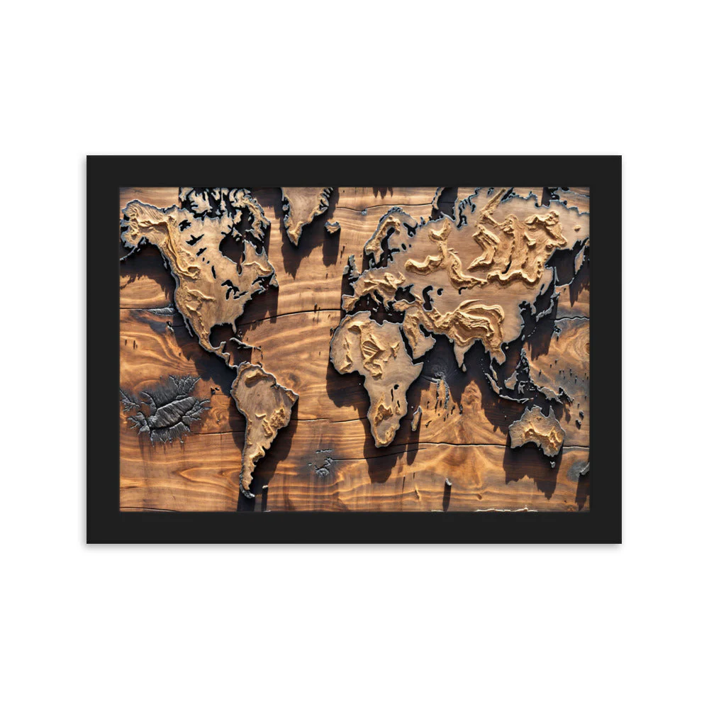Tableau Carte du Monde Bois — Steampunk Style - Image 6