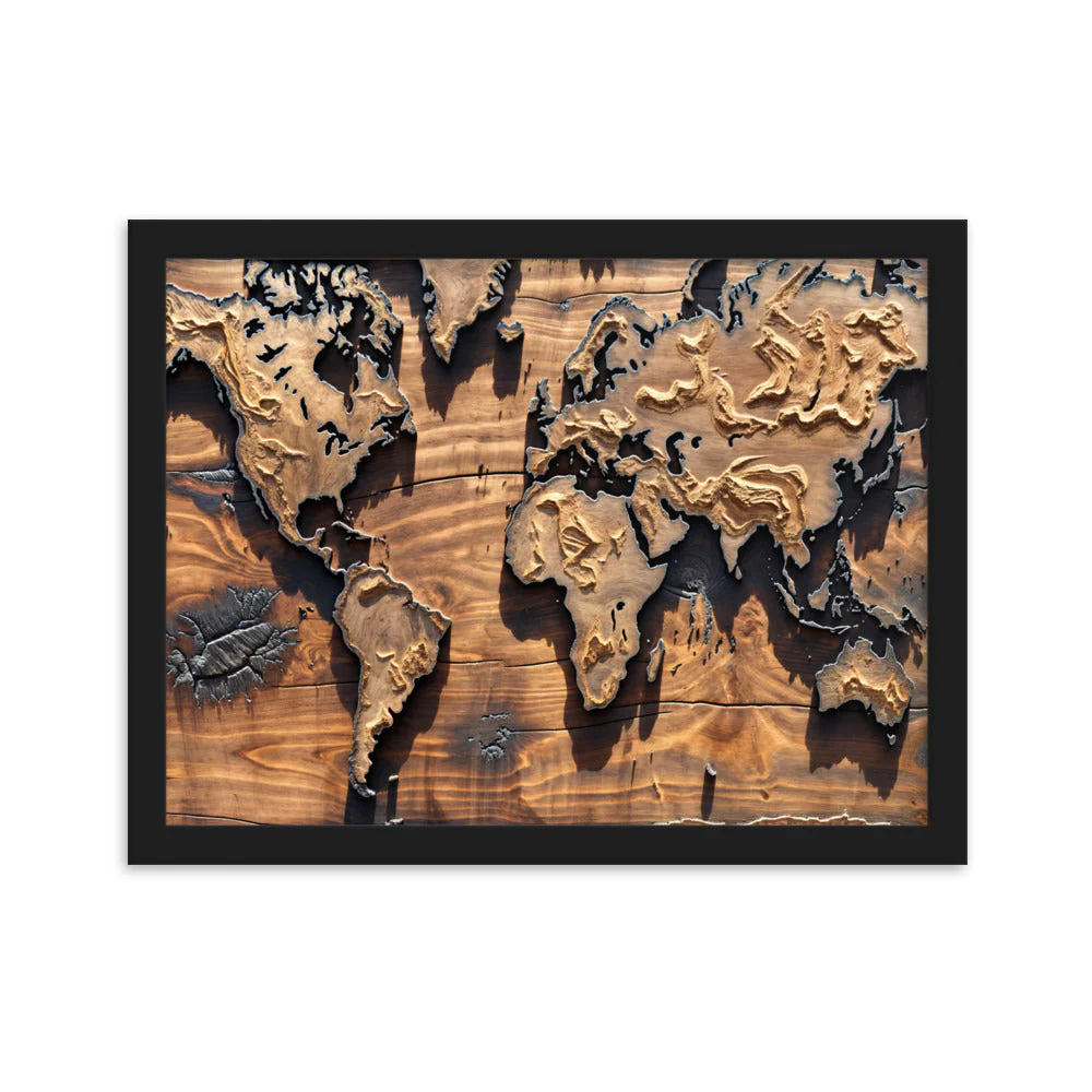 Tableau Carte du Monde Bois — Steampunk Style - Image 7