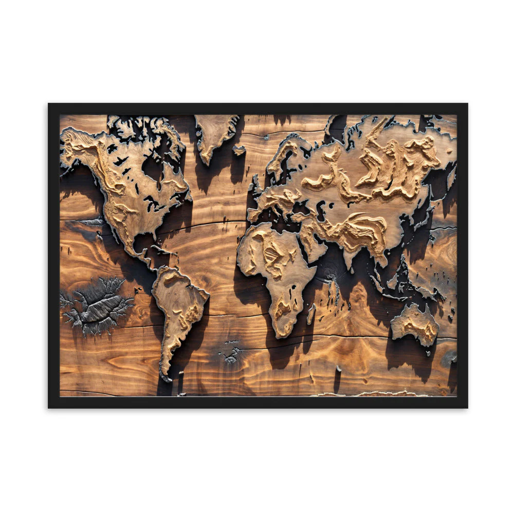 Tableau Carte du Monde Bois — Steampunk Style - Image 8