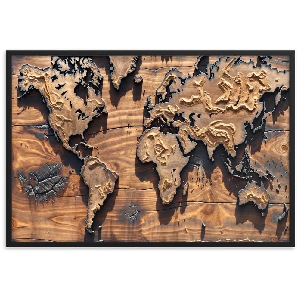 Tableau Carte du Monde Bois — Steampunk Style - Image 9