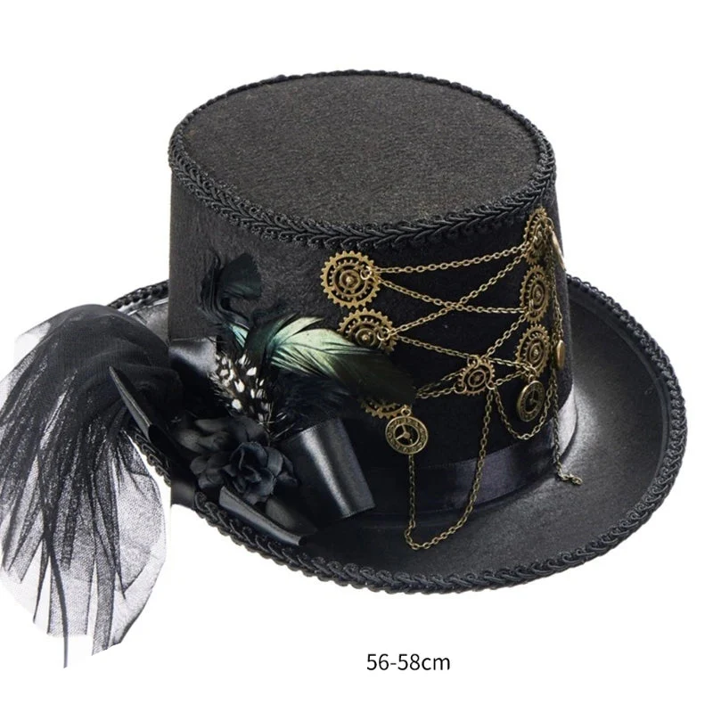 Chapeau Magicien d'Halloween à Chaînes et Plumes - Image 6