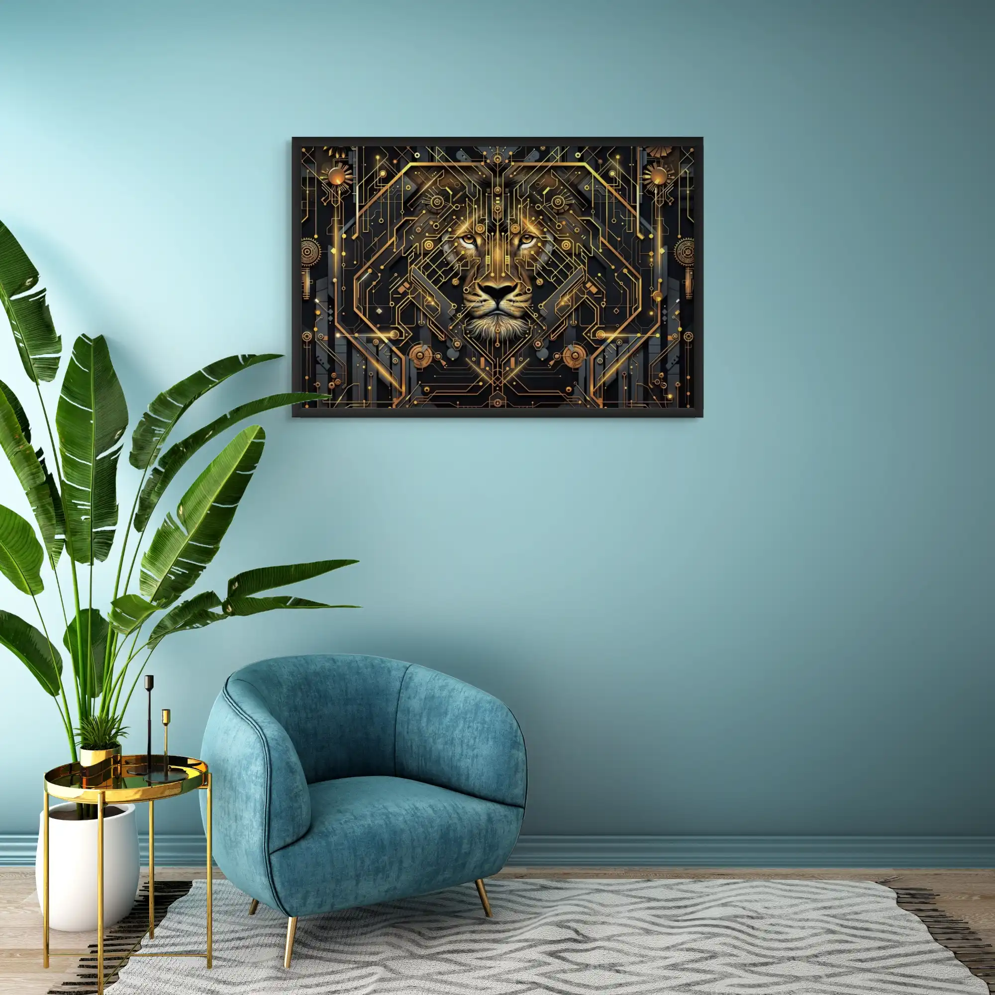 Tableau Lion Géométrique — Art Déco - Image 2