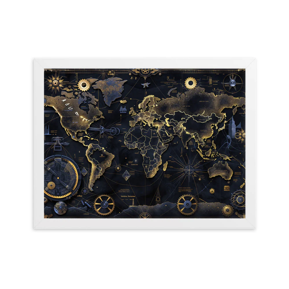 Tableau Map Monde — Steampunk Style - Image 11