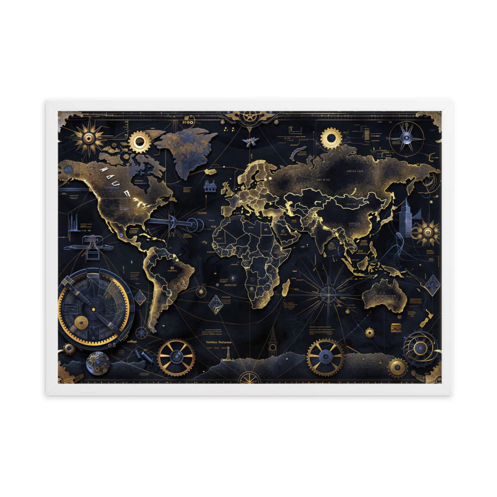 Tableau Map Monde — Steampunk Style - Image 12