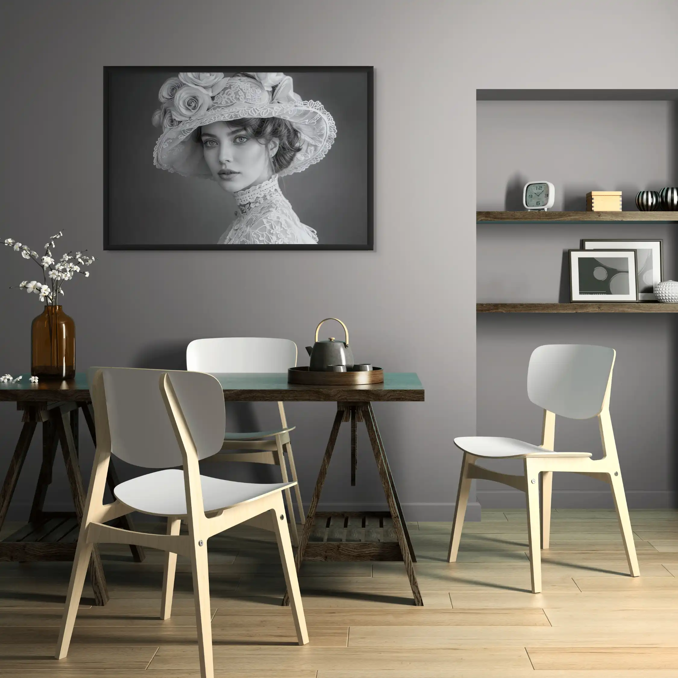 Tableau Noir et Blanc Vintage — Charme Victorien