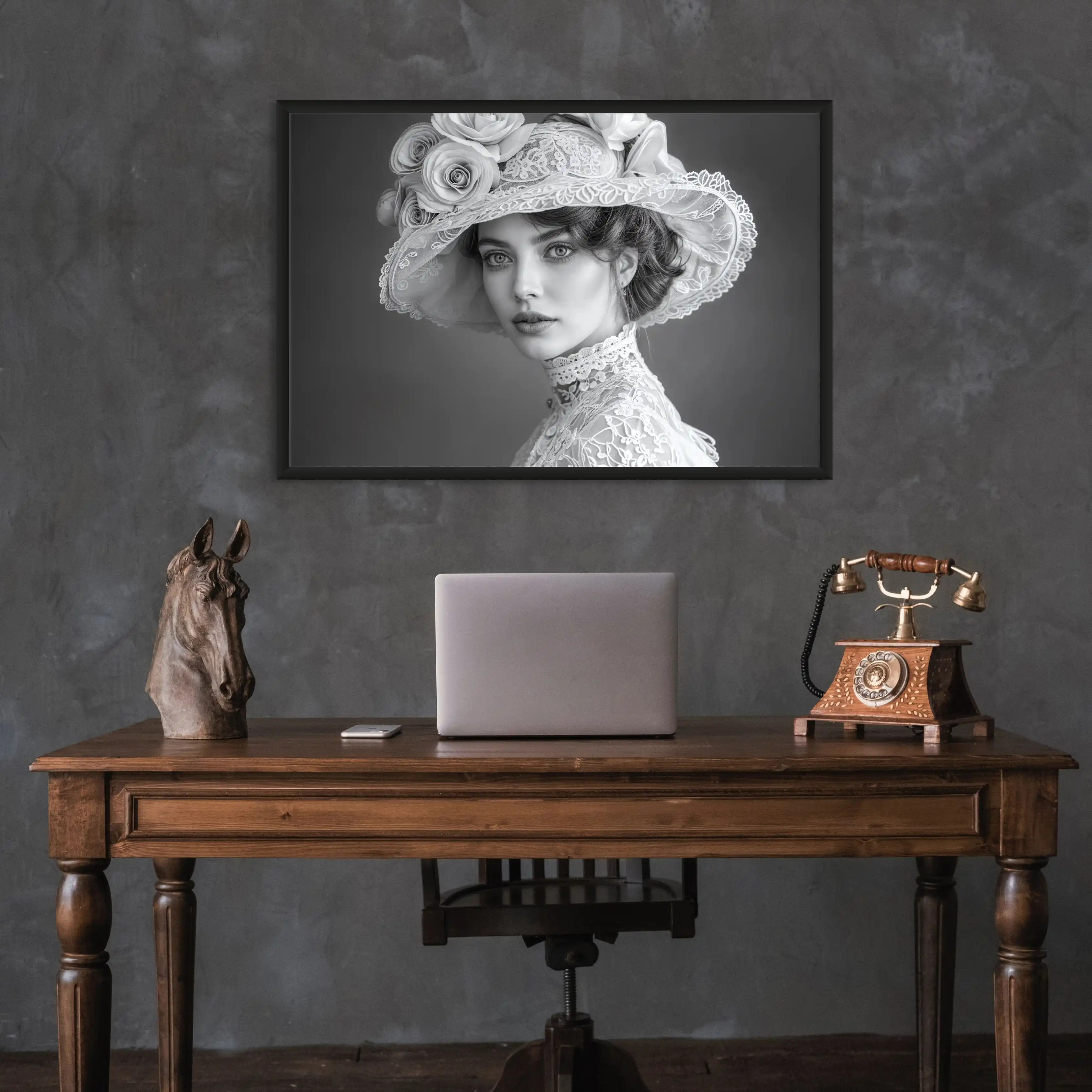 Tableau Noir et Blanc Vintage — Charme Victorien - Image 2
