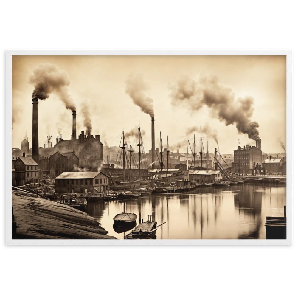Tableau Paysage Industriel — Noir et Blanc