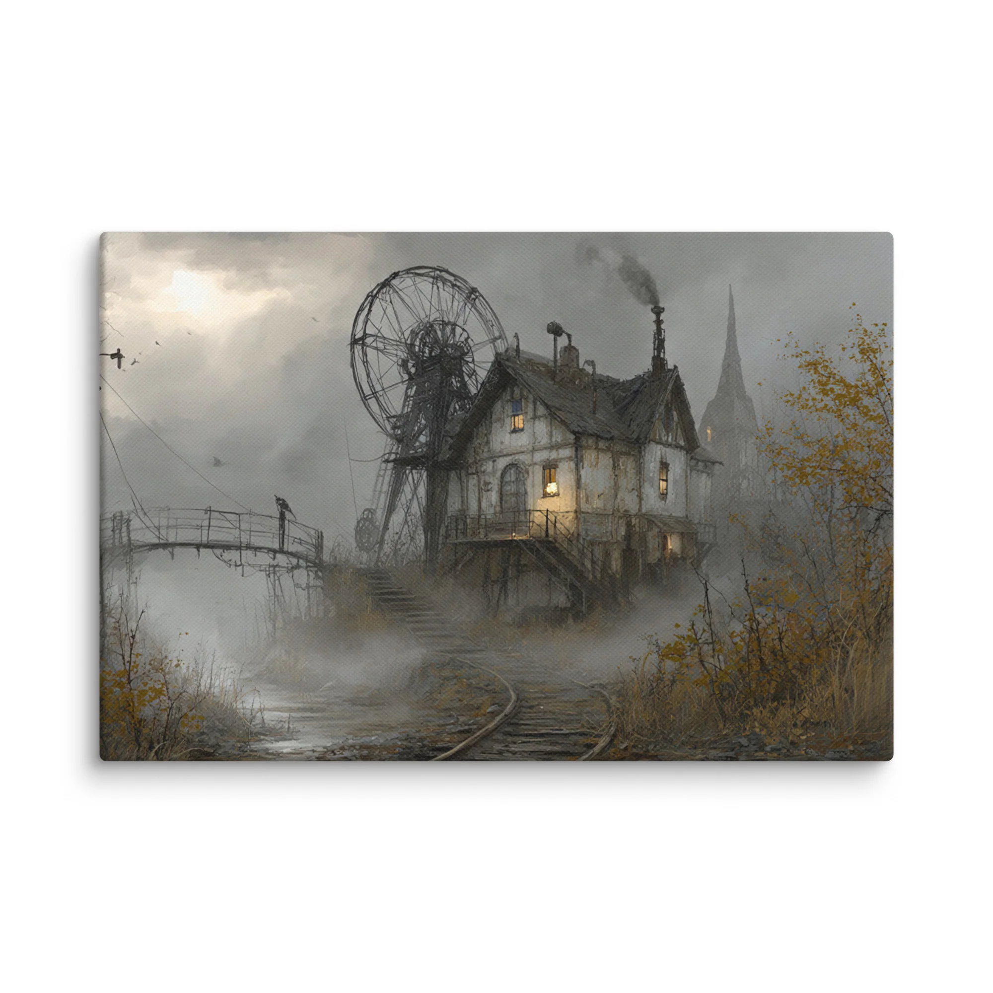 Tableau Paysage Steampunk — Village Perdu - Image 2