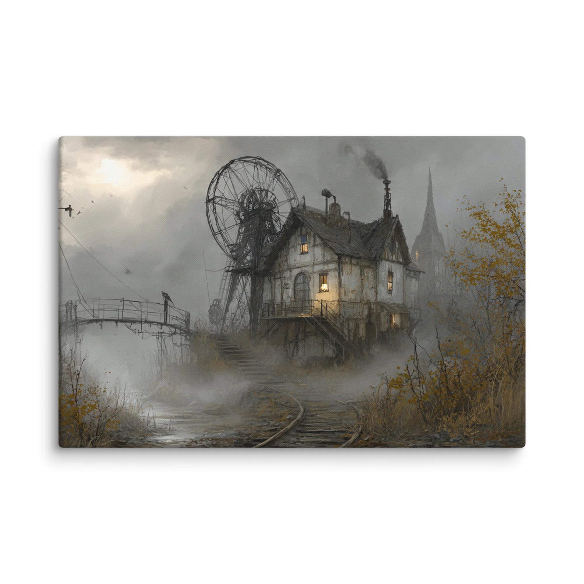 Tableau Paysage Steampunk — Village Perdu - Image 4