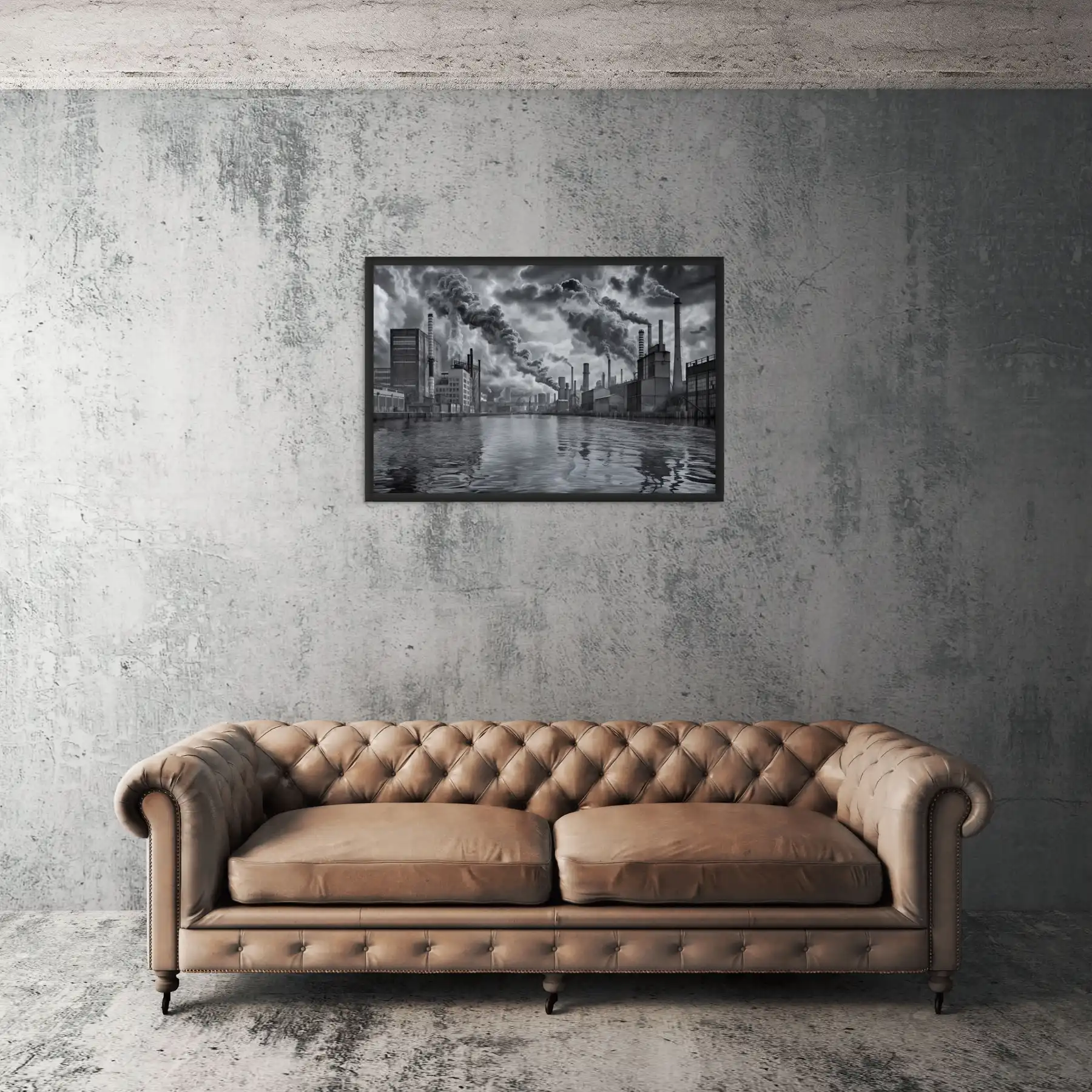 Tableau Peint Industriel — Esthétique Urbaine en Noir et Blanc