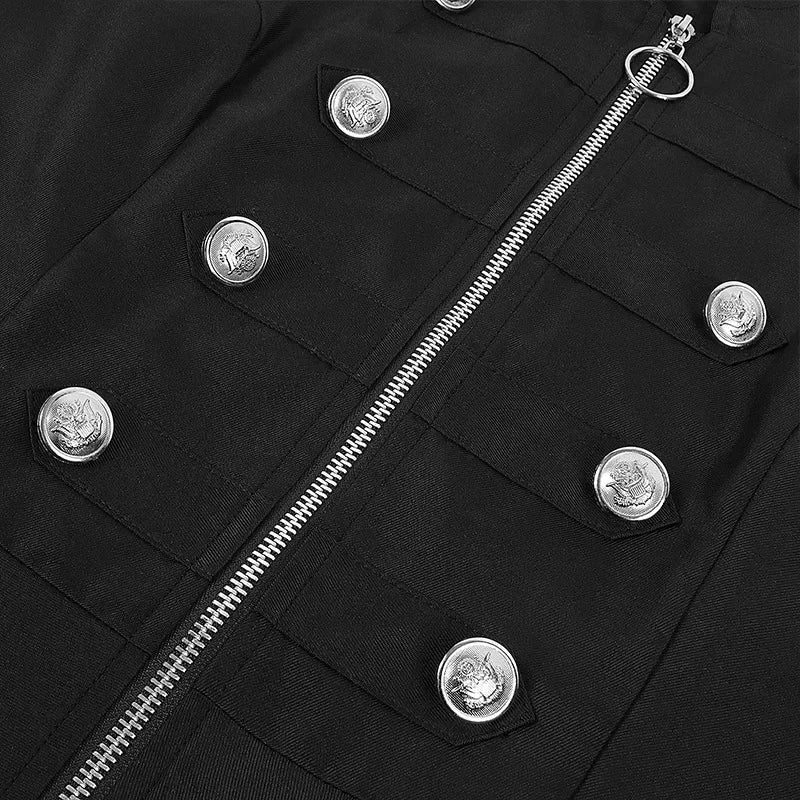 Veste Gothique Femme Zippée — Col Militaire & Boutons Héraldiques - Image 2