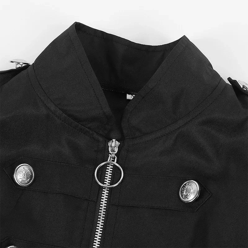 Veste Gothique Femme Zippée — Col Militaire & Boutons Héraldiques - Image 9